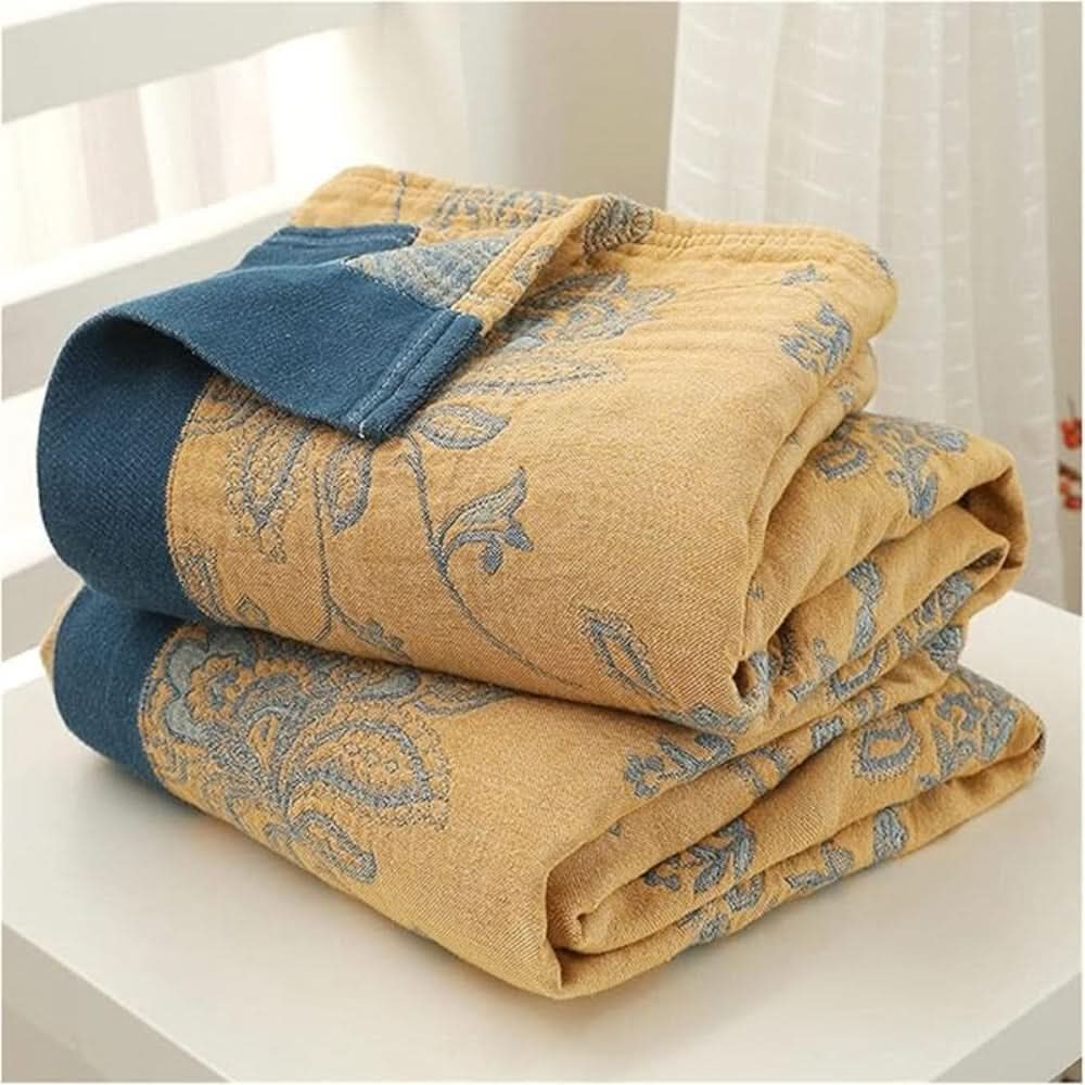 Koc jacquard z motywem kwiatowym