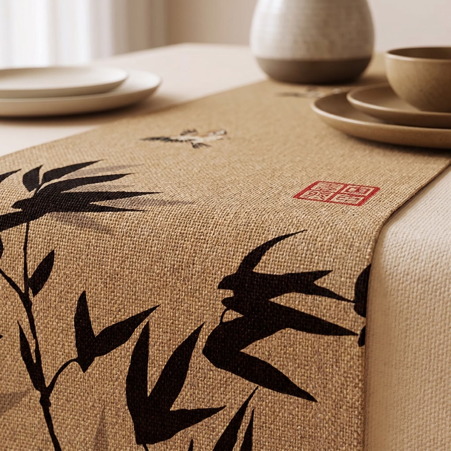 Bamboo-patterned table runner