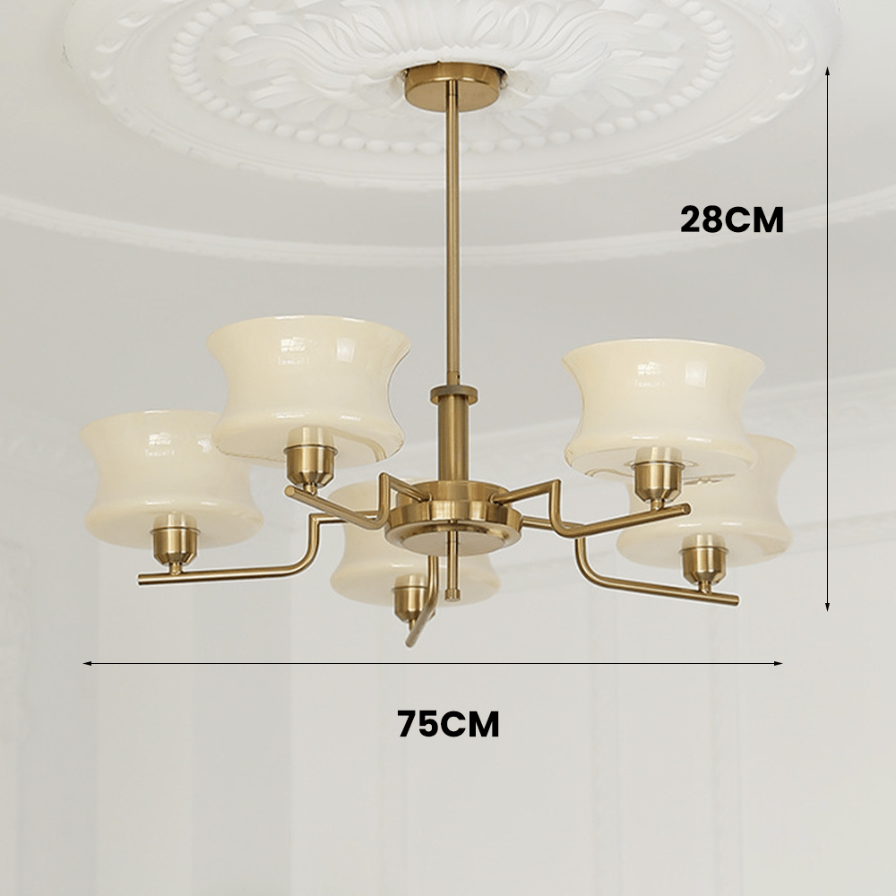 Żyrandol vintage LED E26/E27 złoty metalowo-szklany do salonu i jadalni