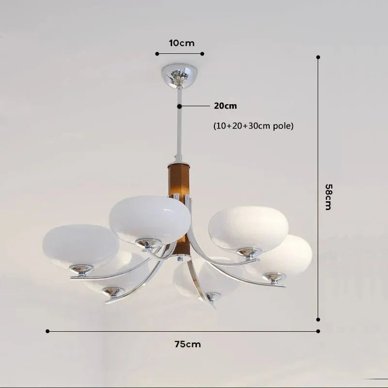Żyrandol Bauhaus E27 3–6 punktowy LED metalowo-szklany do salonu