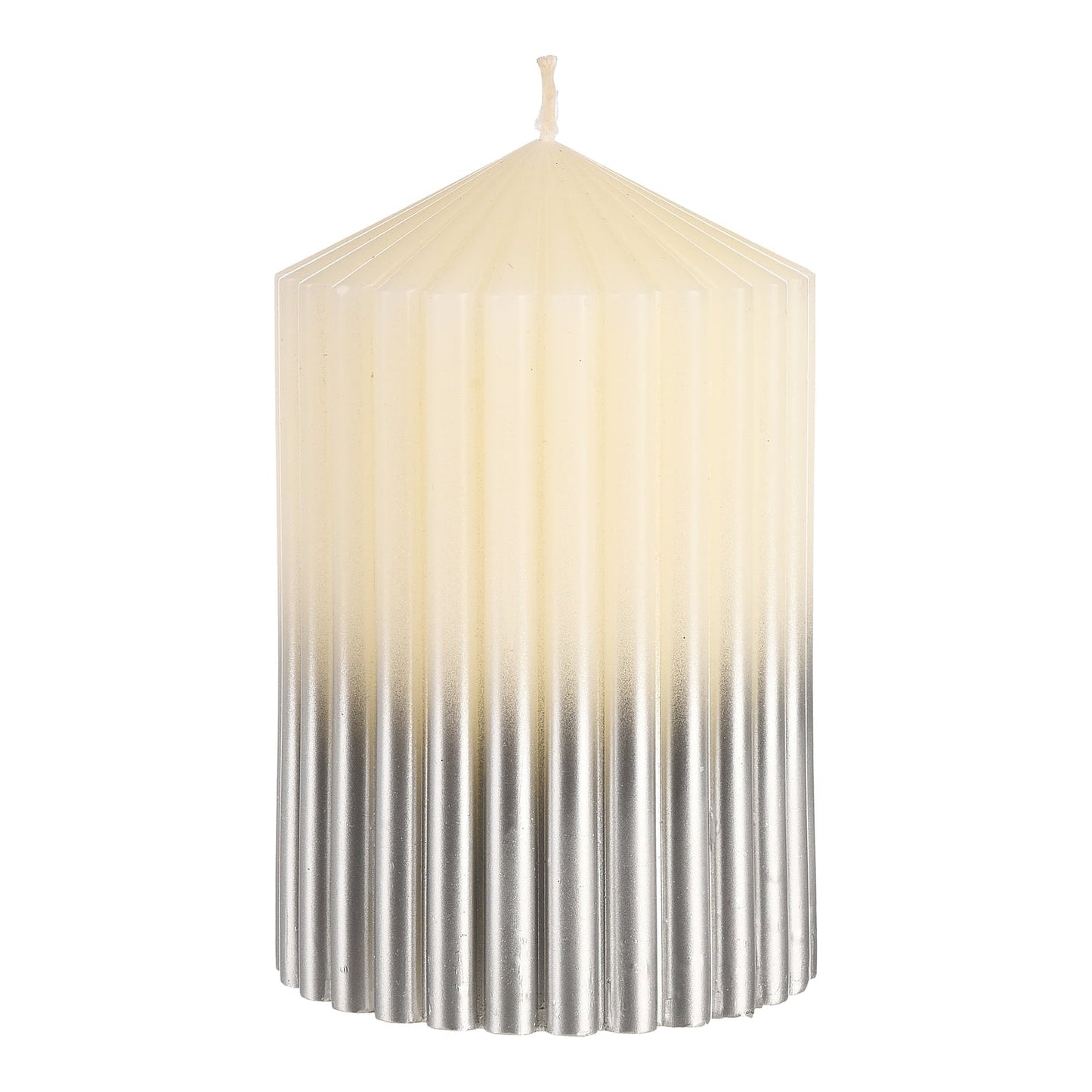 Pillar candle with vertical ridges