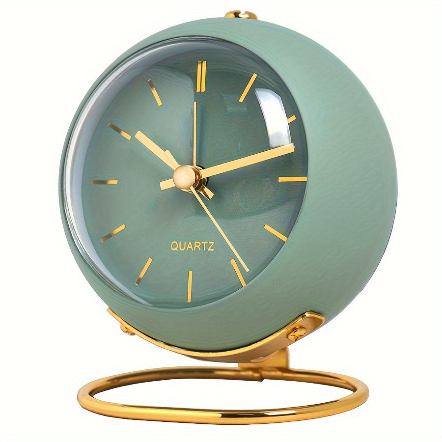 Analog alarm clock with a metal case