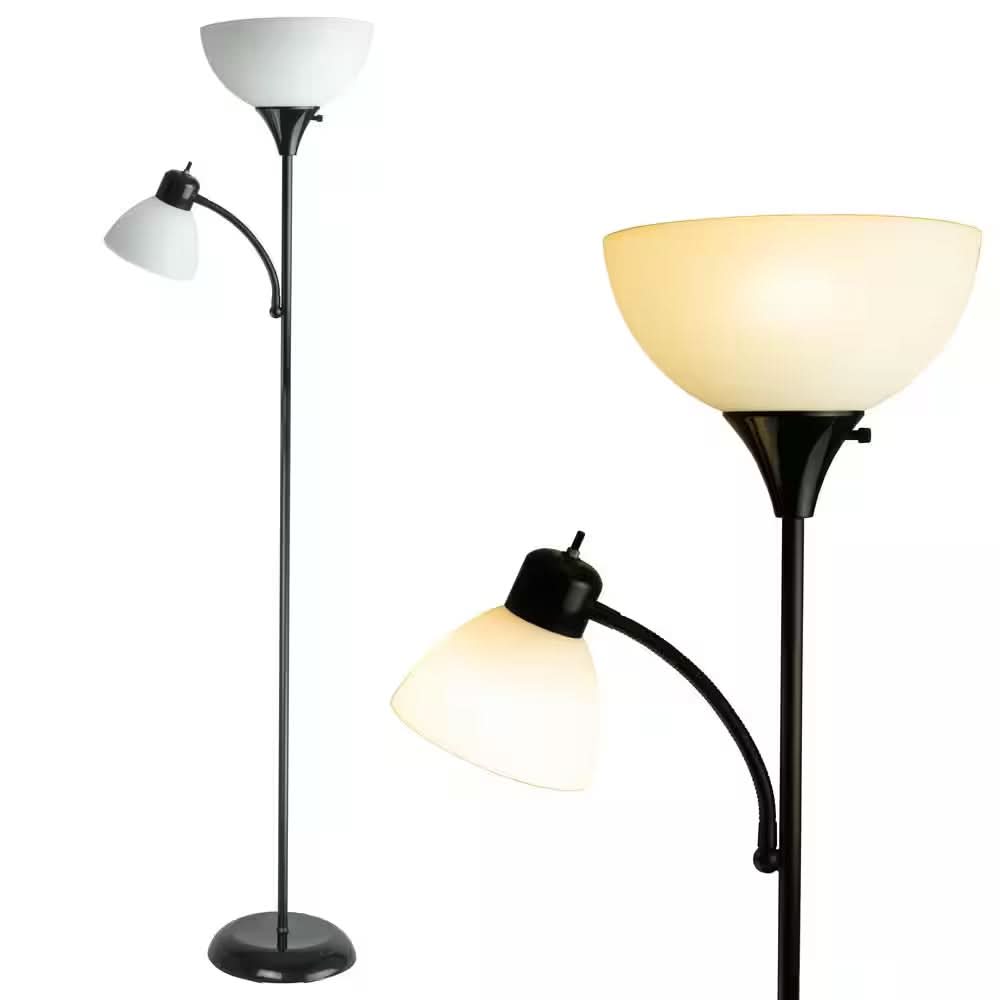 Floor lamp with a milky glass shade