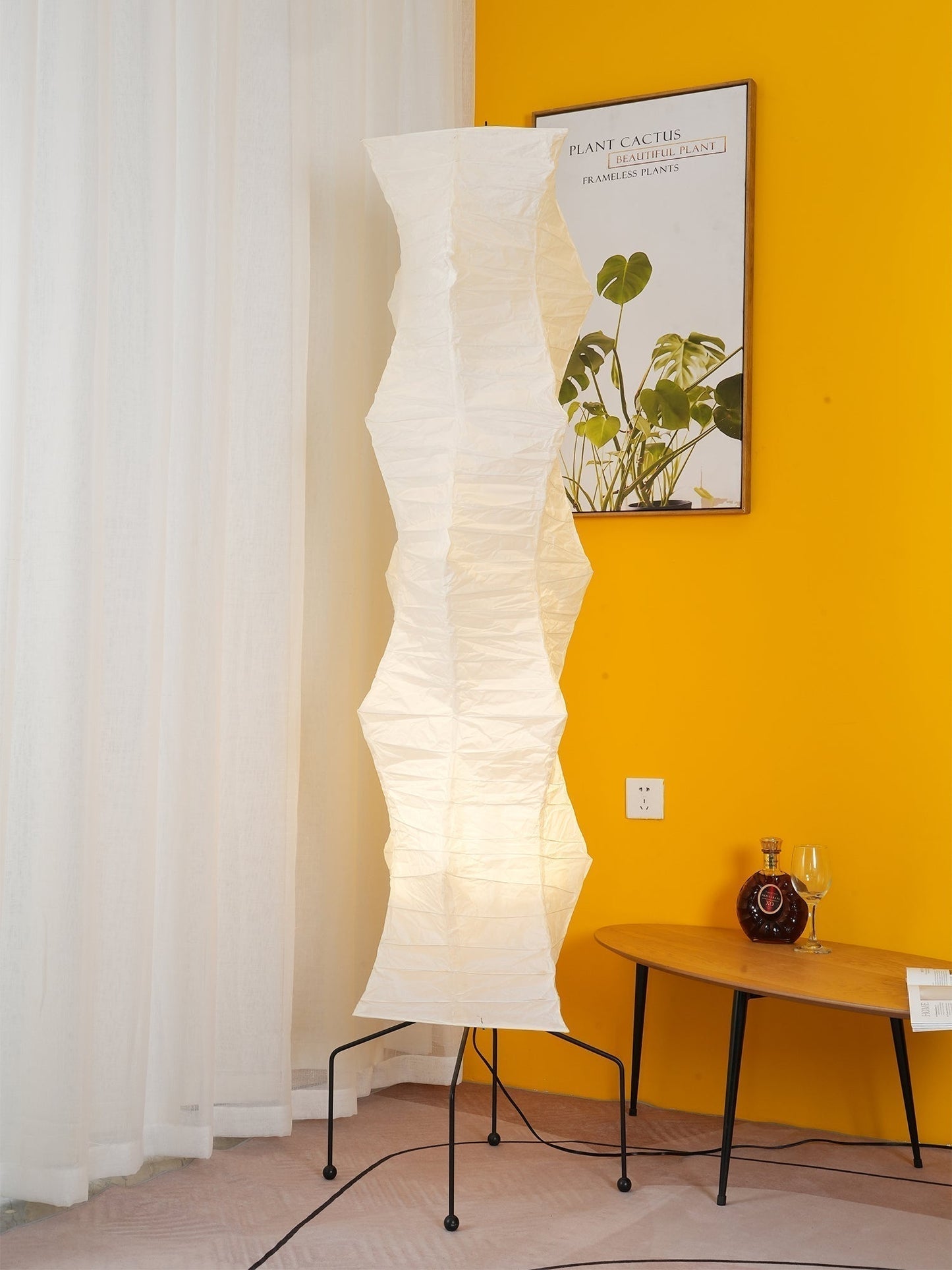 Lampa podłogowa papier ryżowy E27 stojąca metalowa do salonu i sypialni