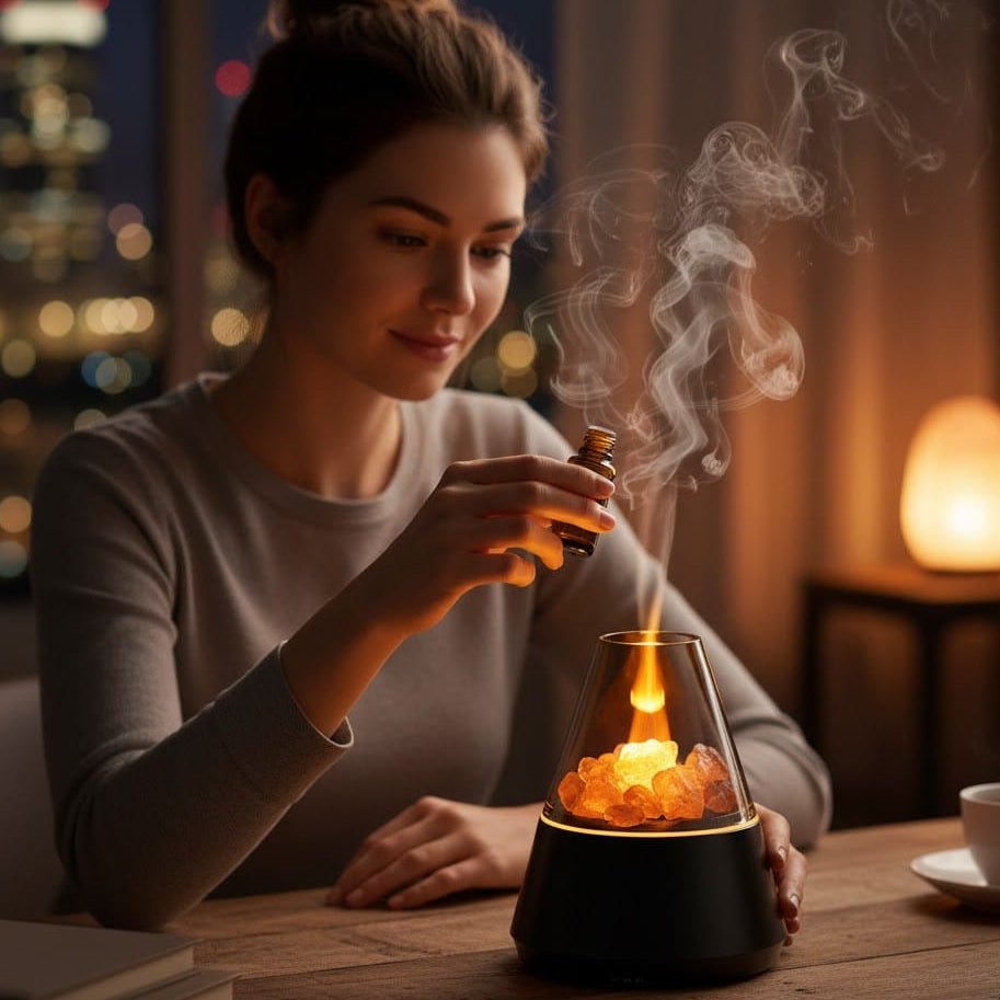 Diffuser with stones and LED lighting