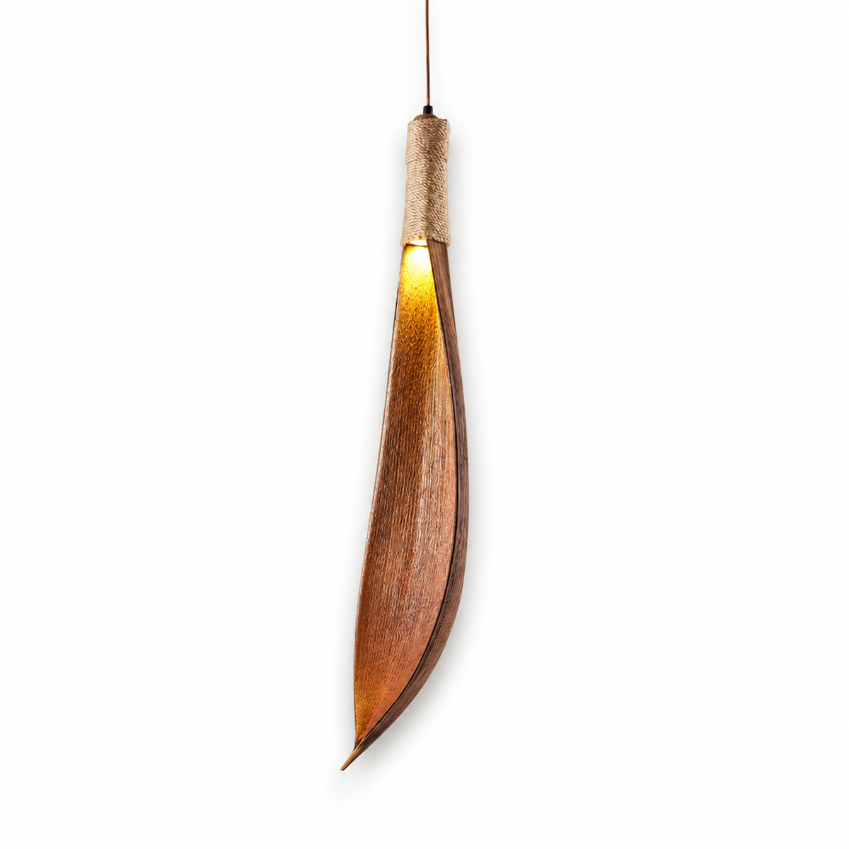 Wooden leaf pendant light