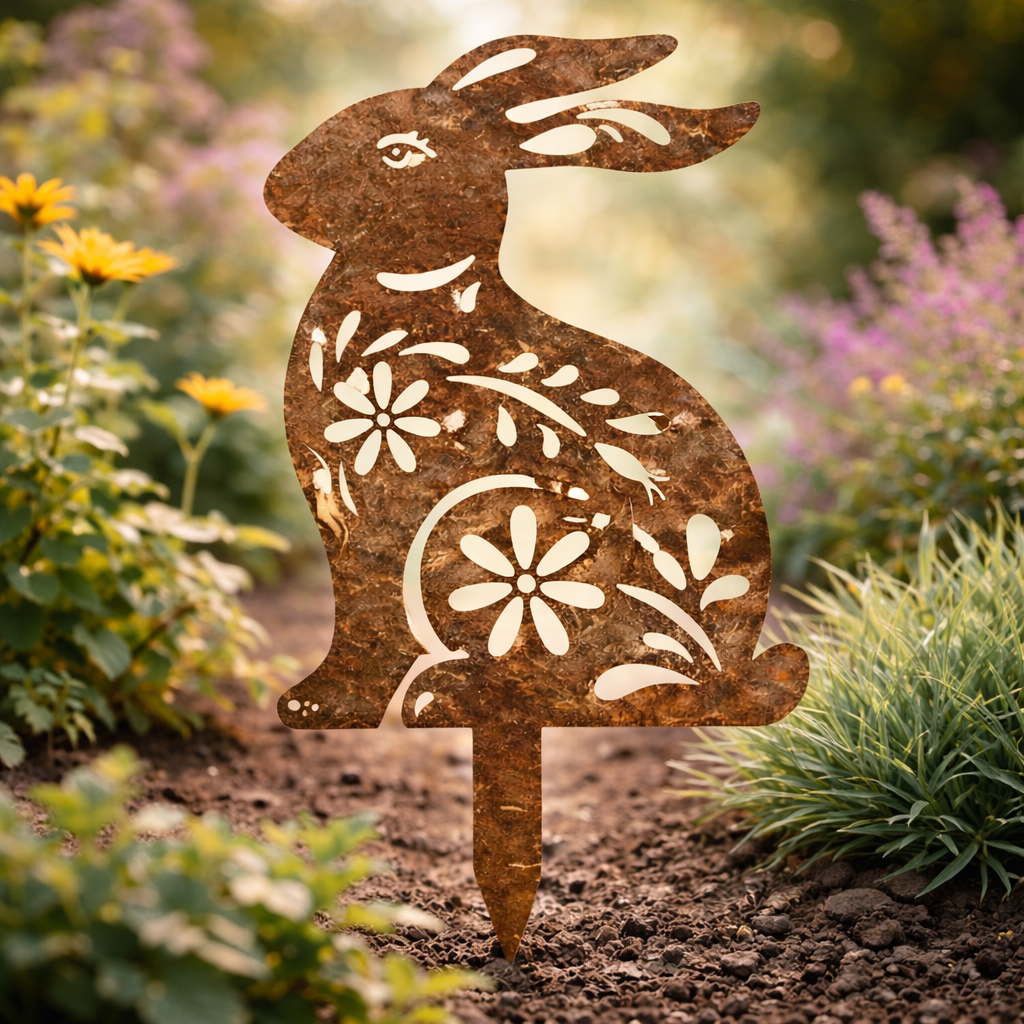Garden decoration: rabbit on a stake