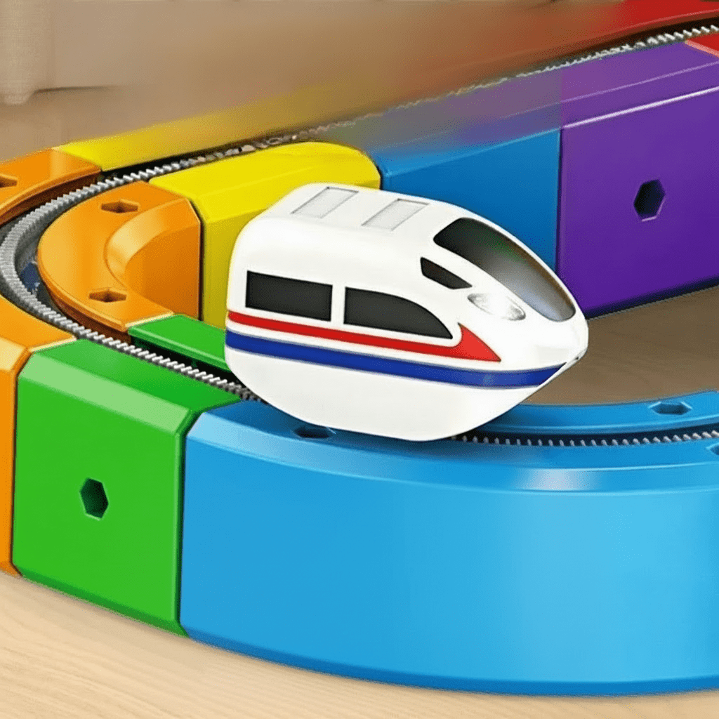 Zestaw Torów Kolejowych 3D z Lokomotywą USB i Modułowymi Elementami Konstrukcyjnymi