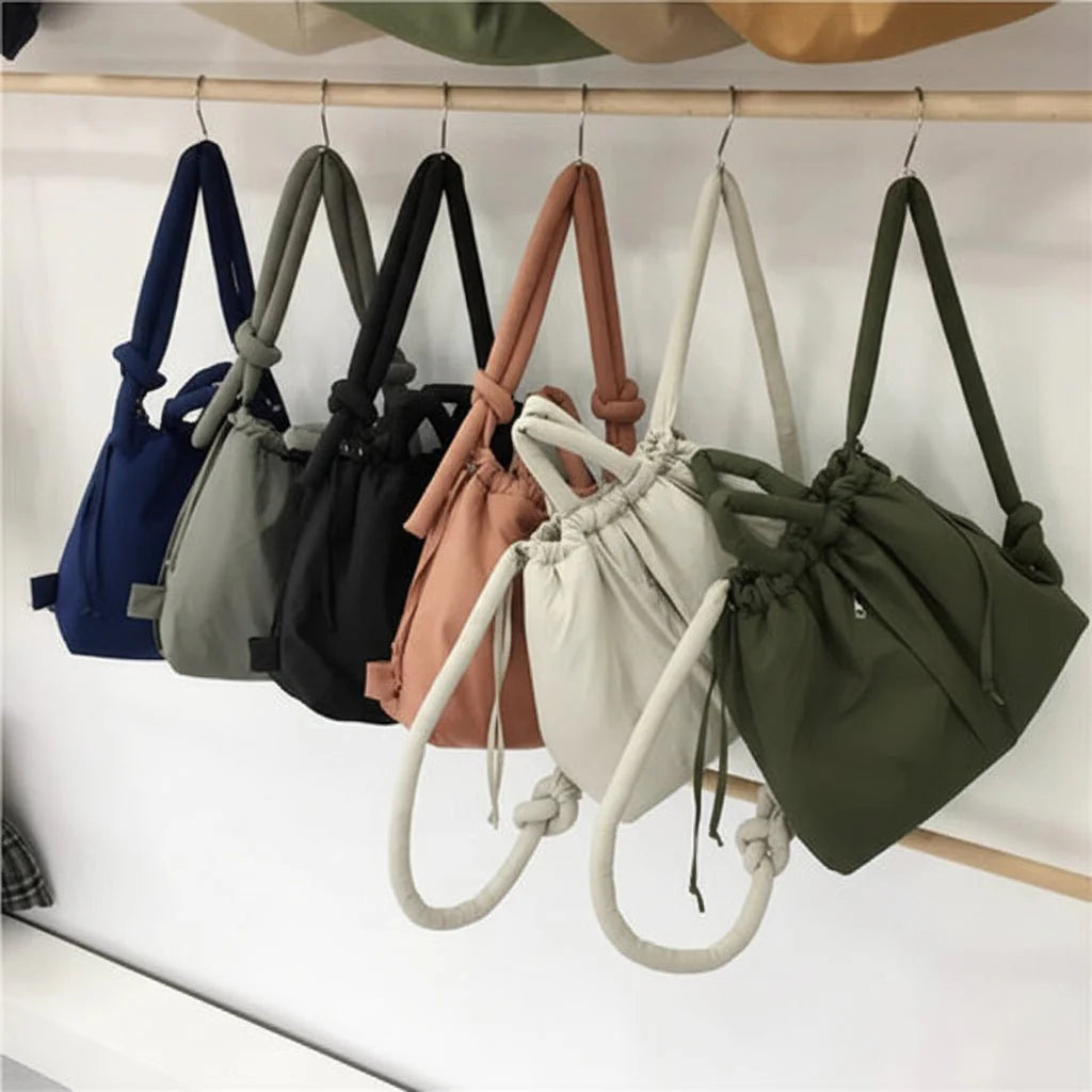 Damska Torba na Ramię z Przegrodami i Regulowanym Paskiem
