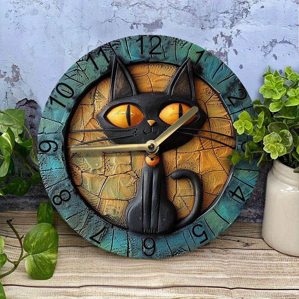 Cat-themed wall clock