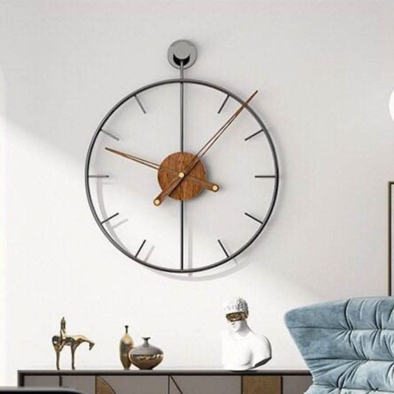 Wall clock with a linear metal frame