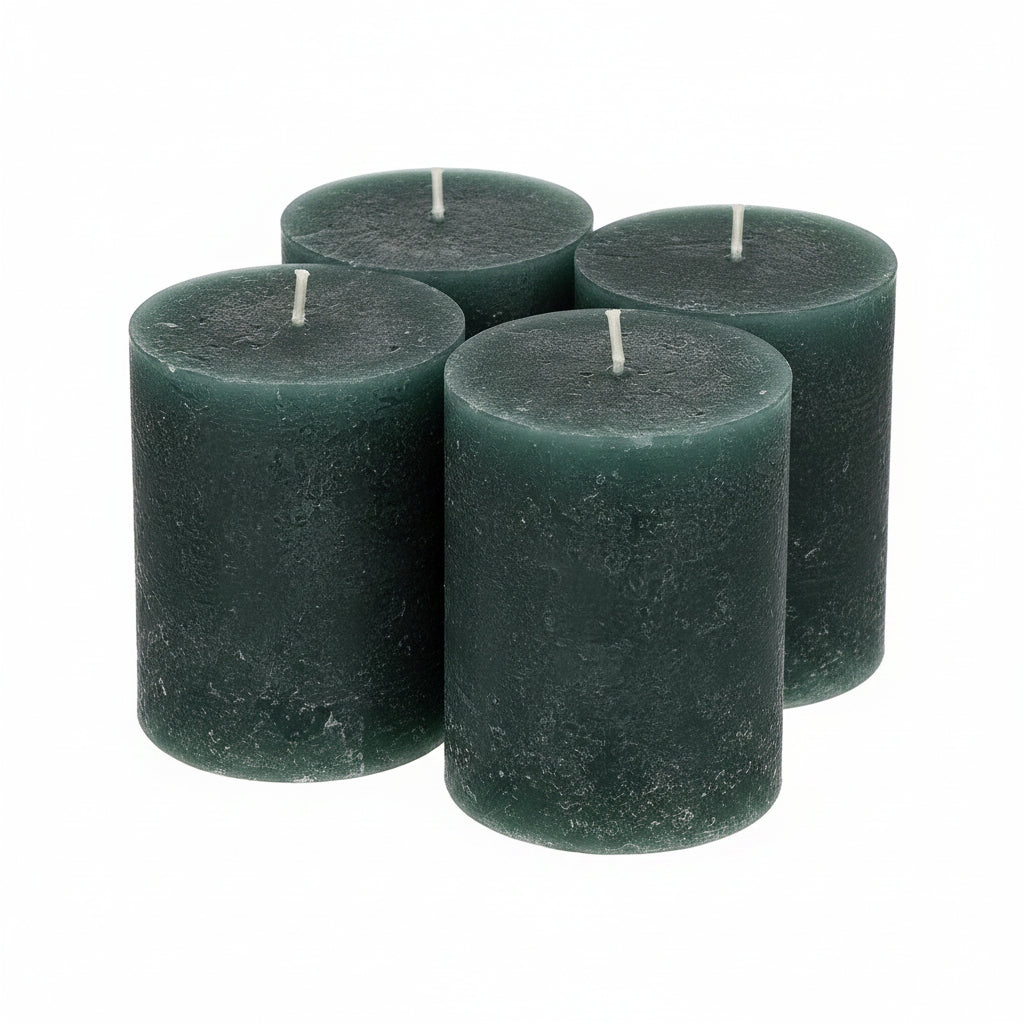 Rustic pillar candles, set of 4