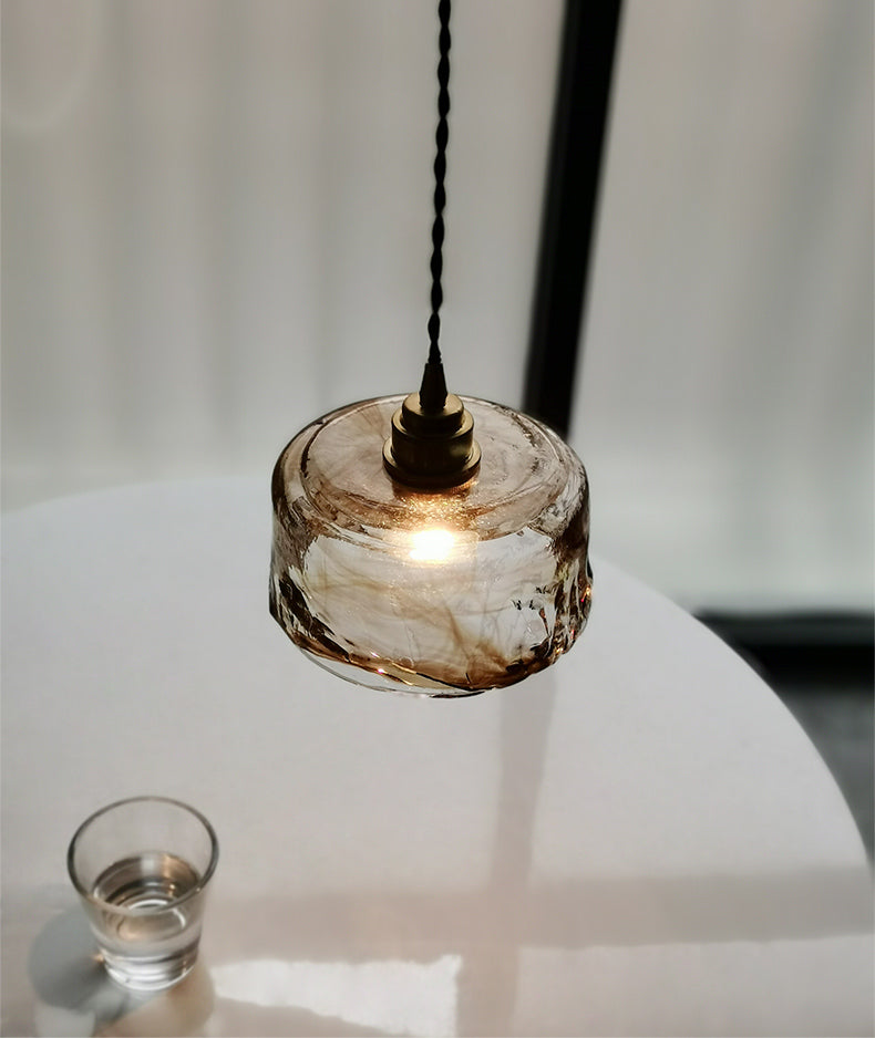 Amber glass pendant lamp