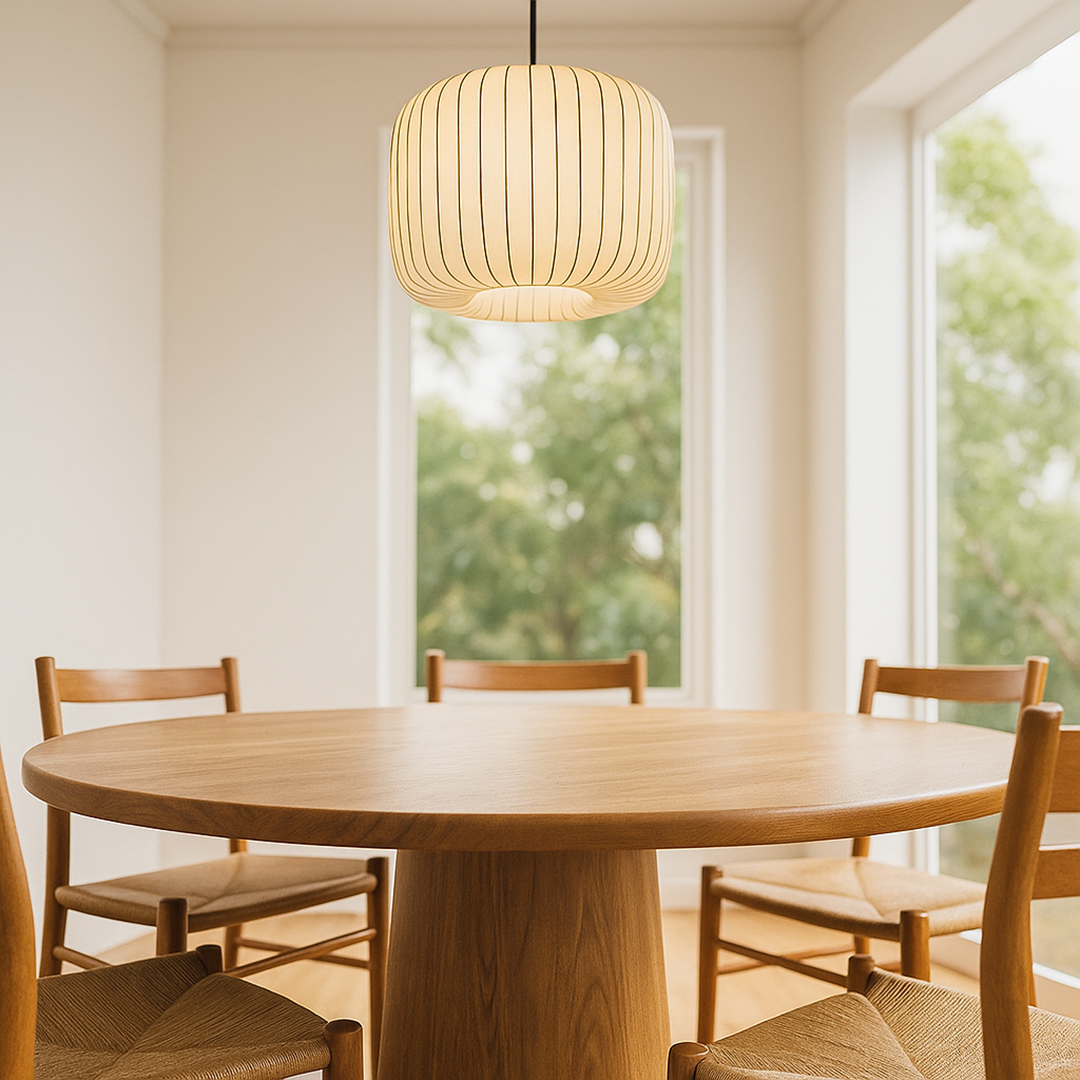 Pendant lamp with a fabric shade
