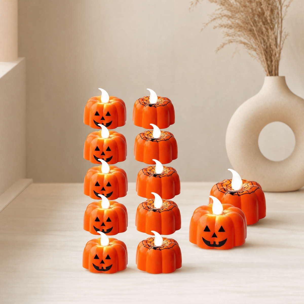 LED svíčky ve tvaru halloweenských dýní