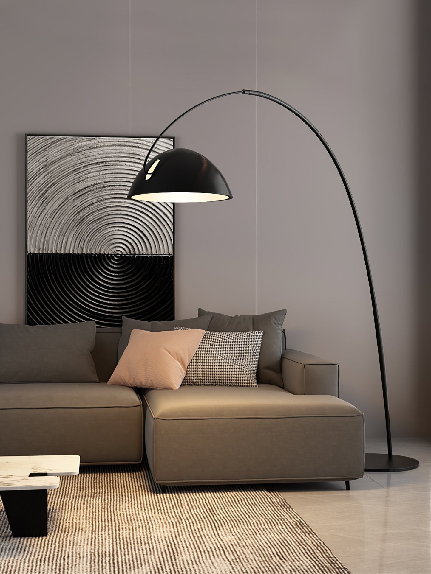 Lampa podłogowa łukowa E27 z regulowanym ramieniem, oświetlenie do wnętrz