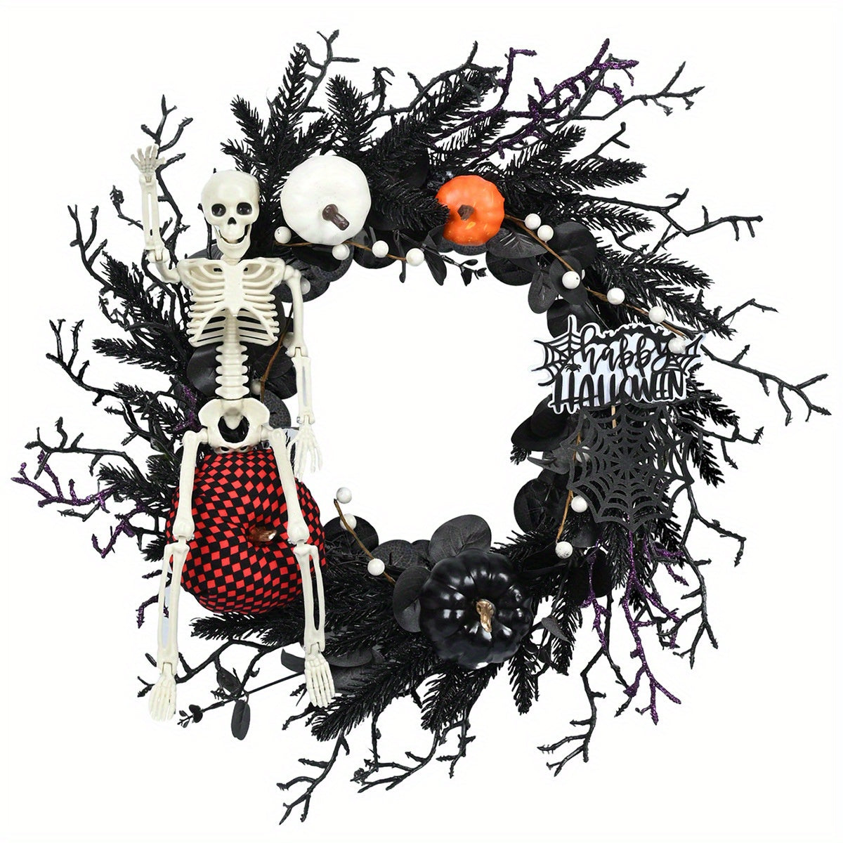 Wieniec halloweenowy ze szkieletem