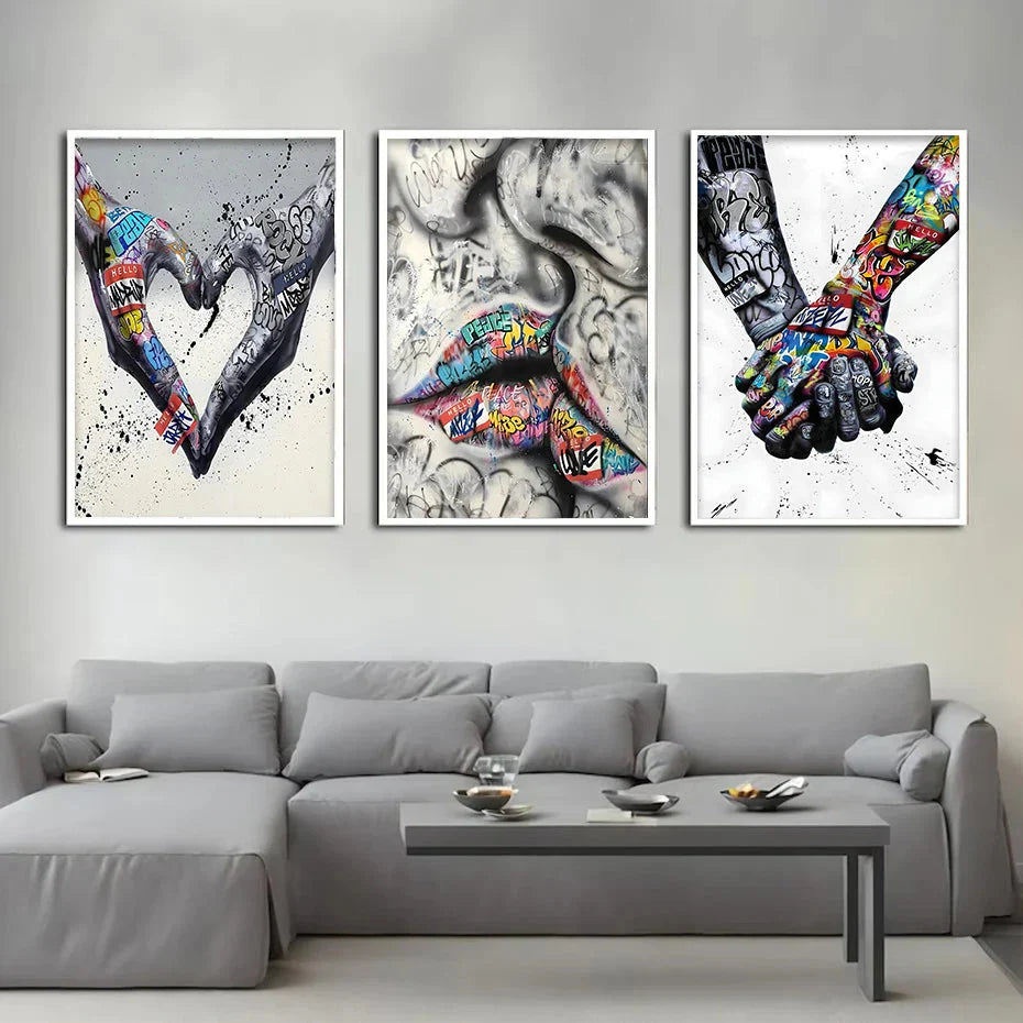 Ensemble de tableaux de graffiti en 3 parties