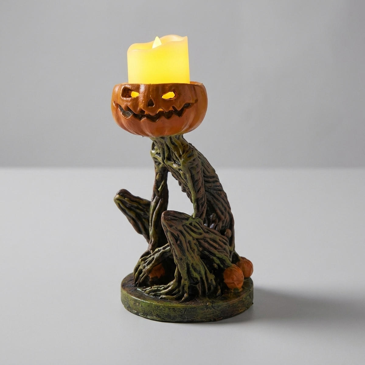 Citrouille avec bougie LED éclairée