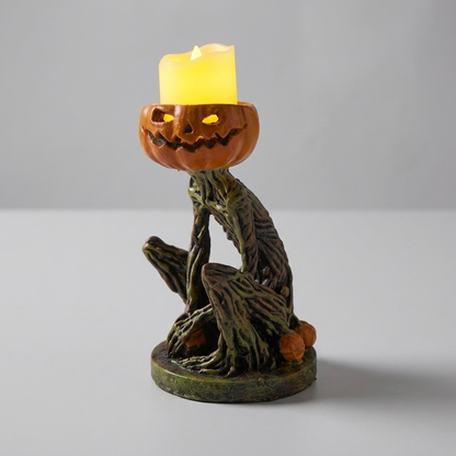 Citrouille avec bougie LED éclairée