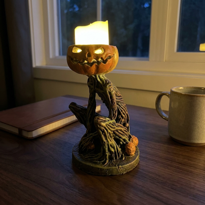 Citrouille avec bougie LED éclairée