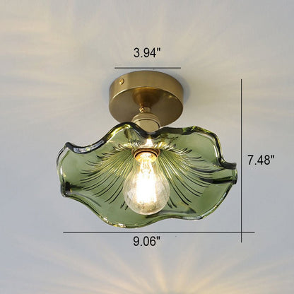 Szklana lampa sufitowa w kształcie kwiatu hibiskusa z trzonkiem E26
