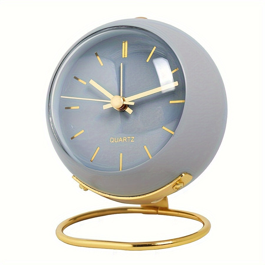 Analog alarm clock with a metal case