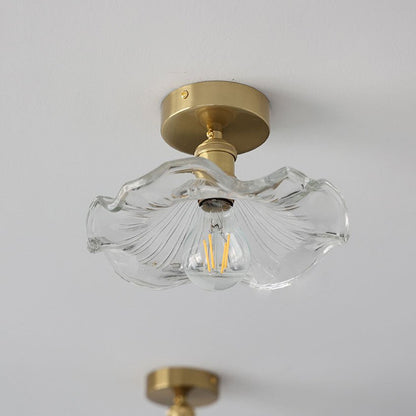 Szklana lampa sufitowa w kształcie kwiatu hibiskusa z trzonkiem E26