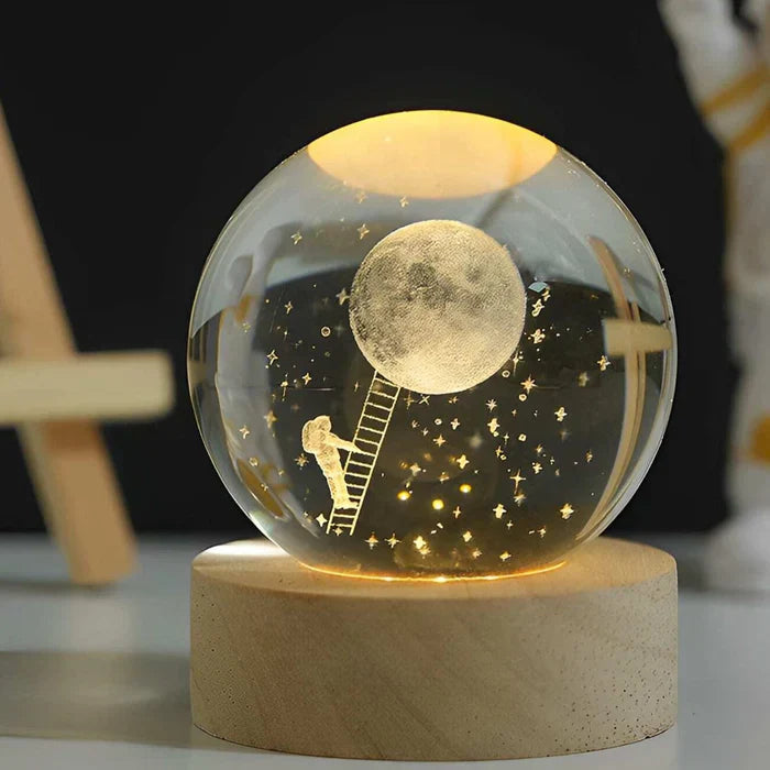 Lampka nocna LED kula z grawerem 3D i zasilaniem USB do wnętrz