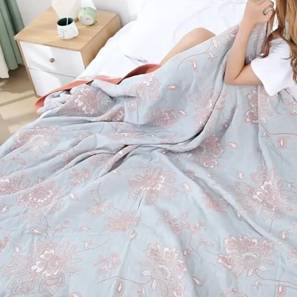 Koc jacquard z motywem kwiatowym
