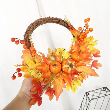 Autumn wreath with pumpkins