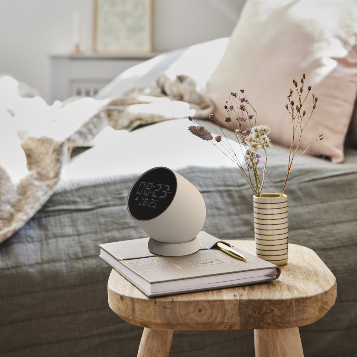 Touch alarm clock with a gyroscope