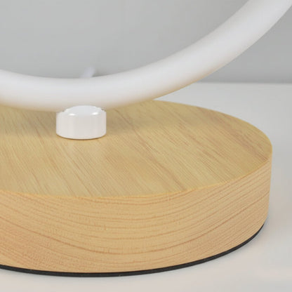Lampa Stołowa z Abażurem Materiałowym i Drewnianymi Elementami do Oświetlenia Wnętrz