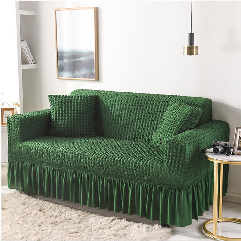 Sofa cover with a ruffle