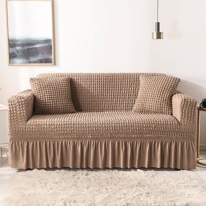 Sofa cover with a ruffle