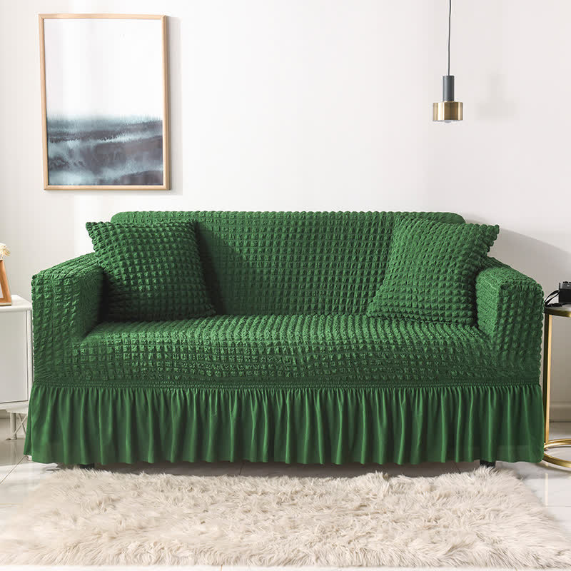Sofa cover with a ruffle