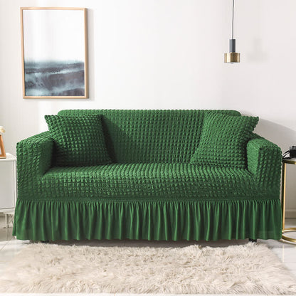 Sofa cover with a ruffle