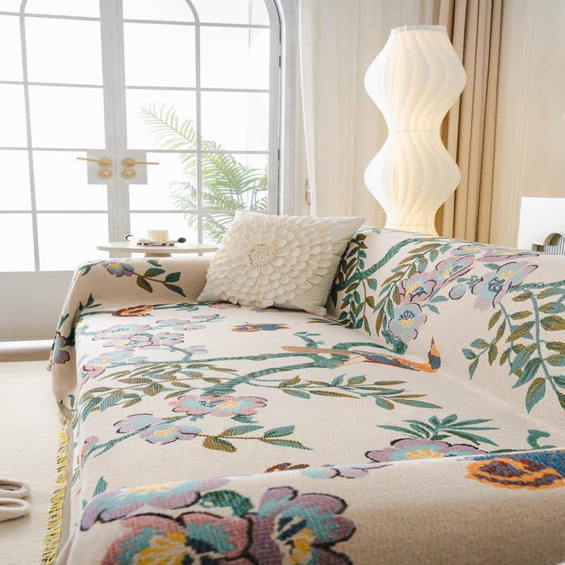 Sofa cover with tassels