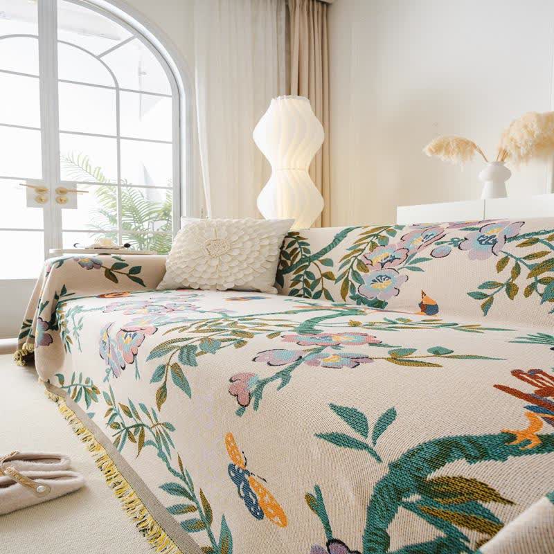 Sofa cover with tassels