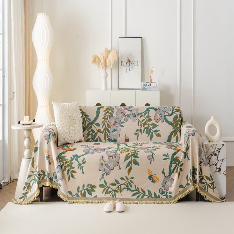 Sofa cover with tassels