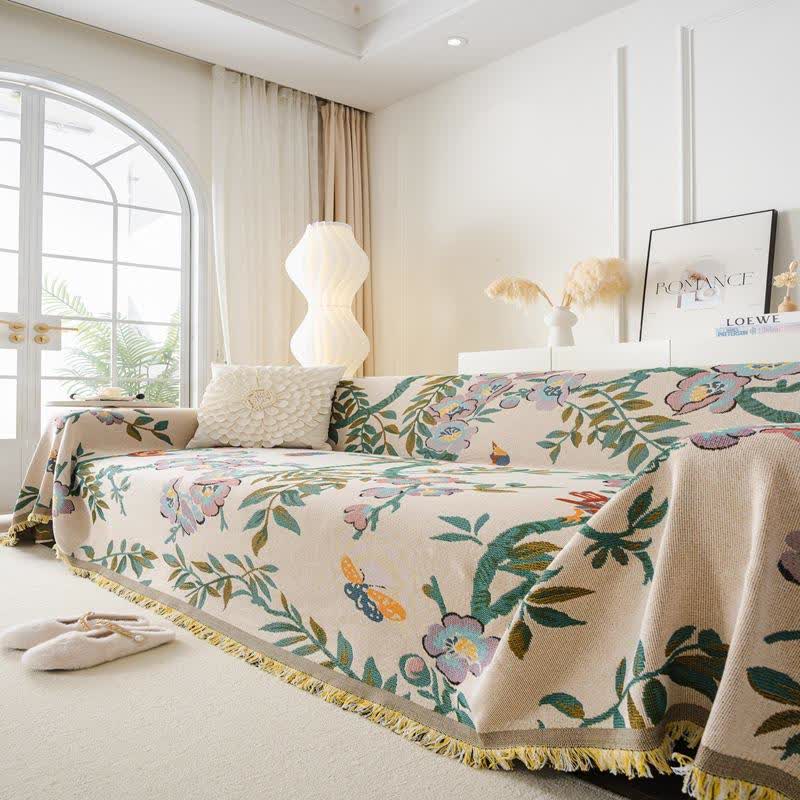 Sofa cover with tassels
