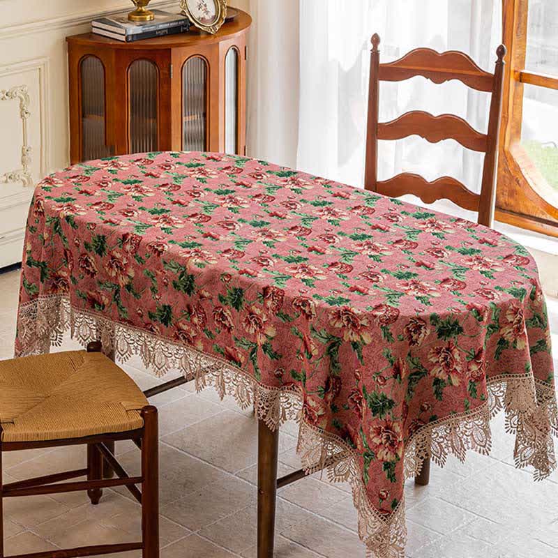 Nappe florale avec finition en dentelle