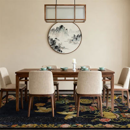 Rug with flowers, birds, and butterflies