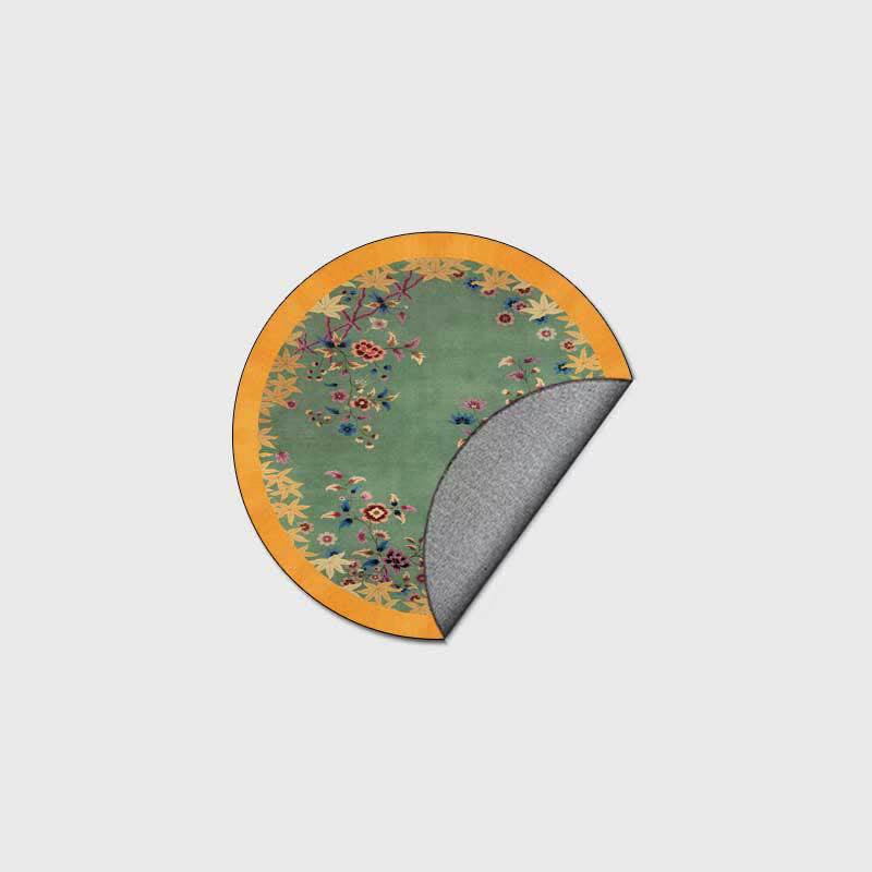 Round sage floral rug