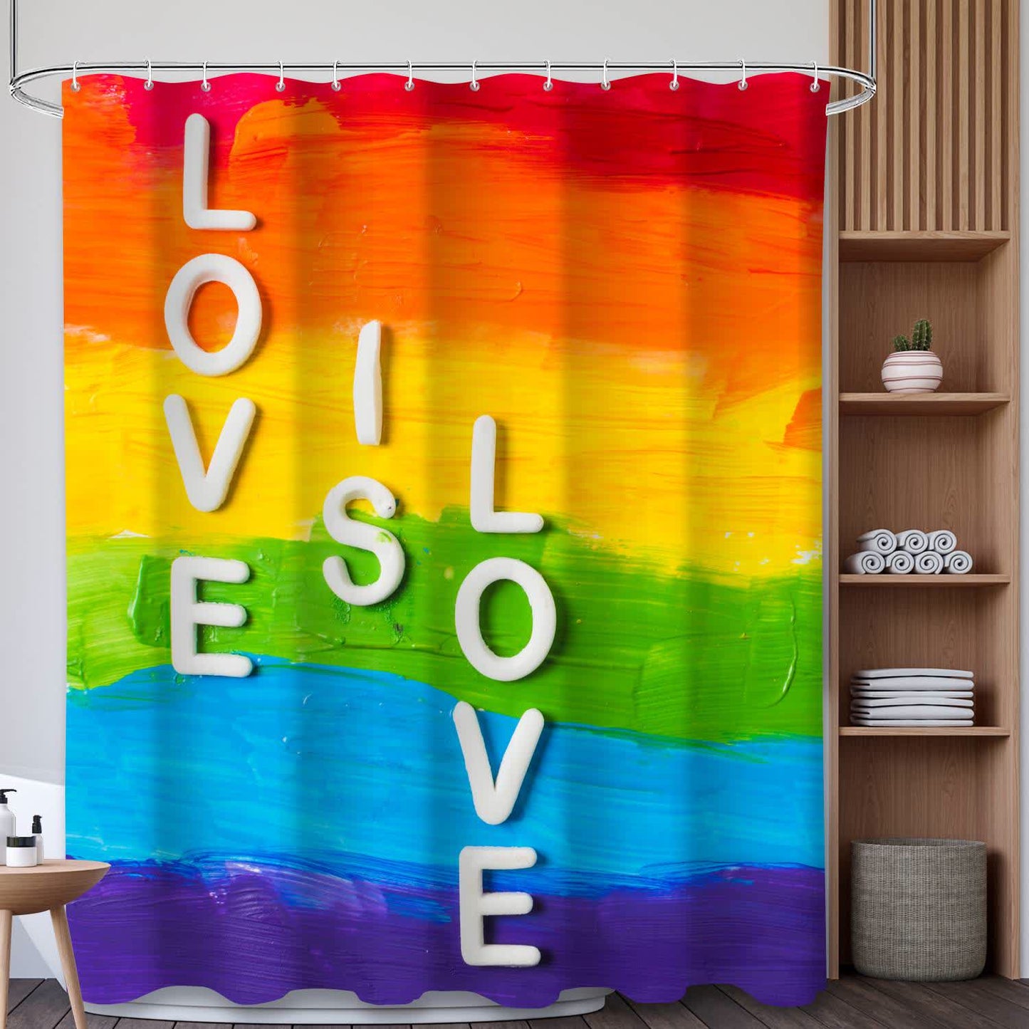 Zasłona prysznicowa z różami i napisem LOVE
