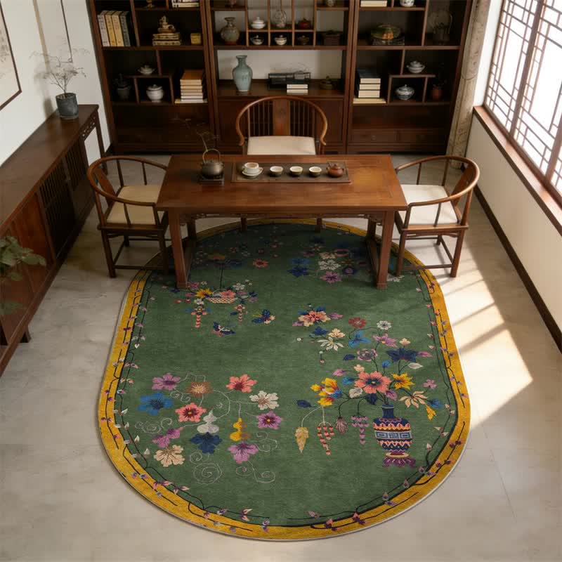 Chinoiserie květinový koberec vhodný k praní