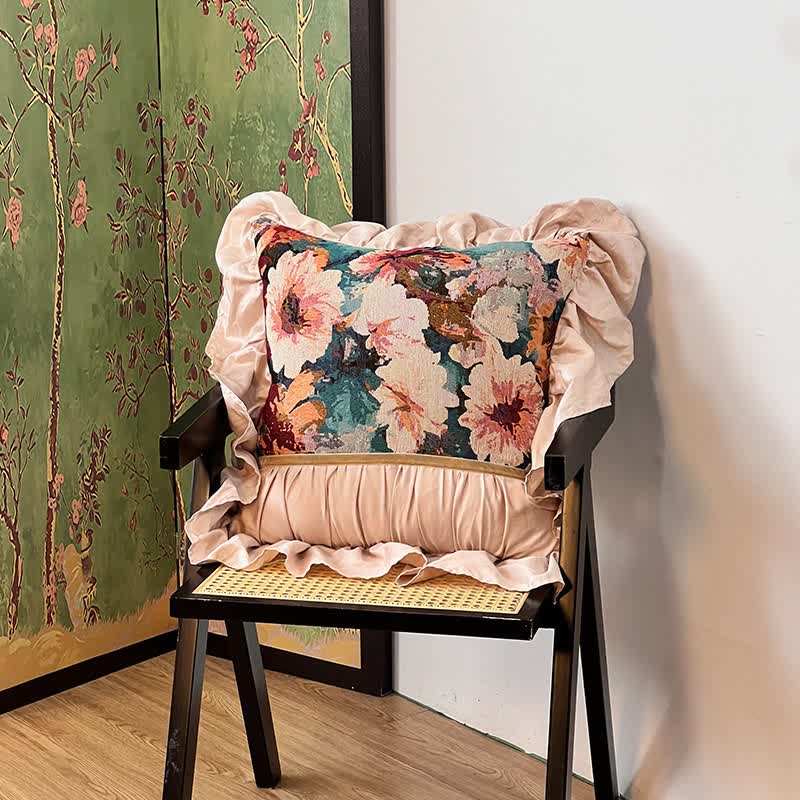 Poppy pillow with a ruffle