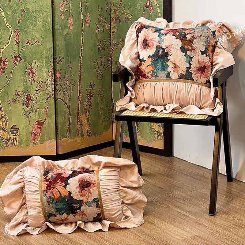 Poppy pillow with a ruffle