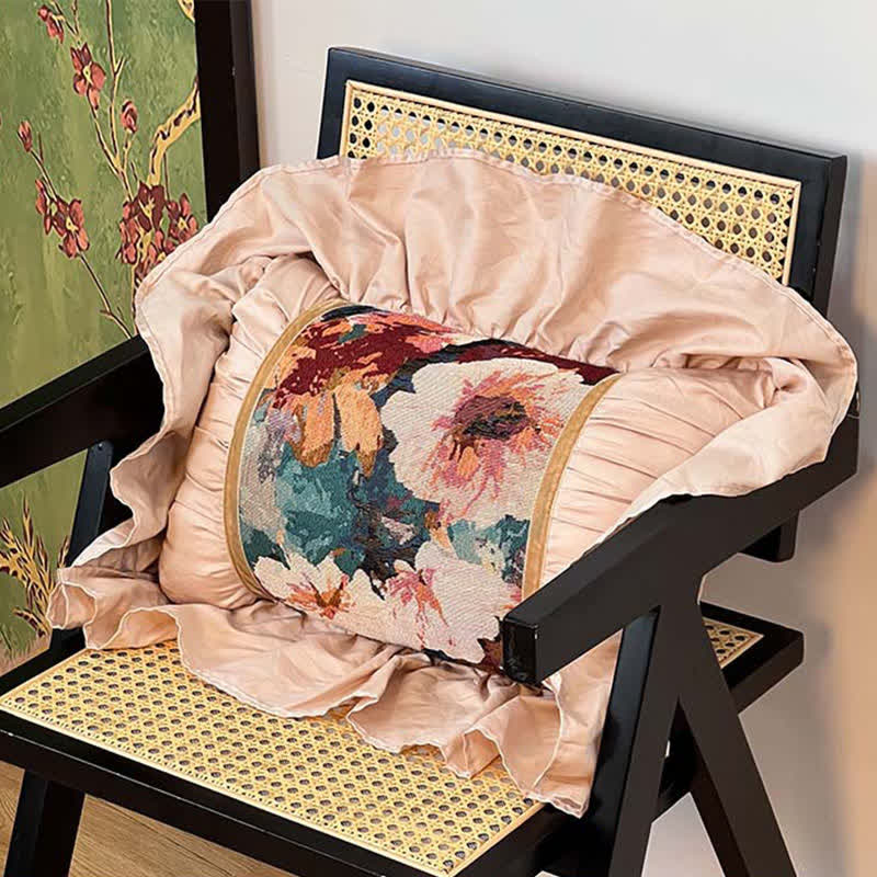 Poppy pillow with a ruffle
