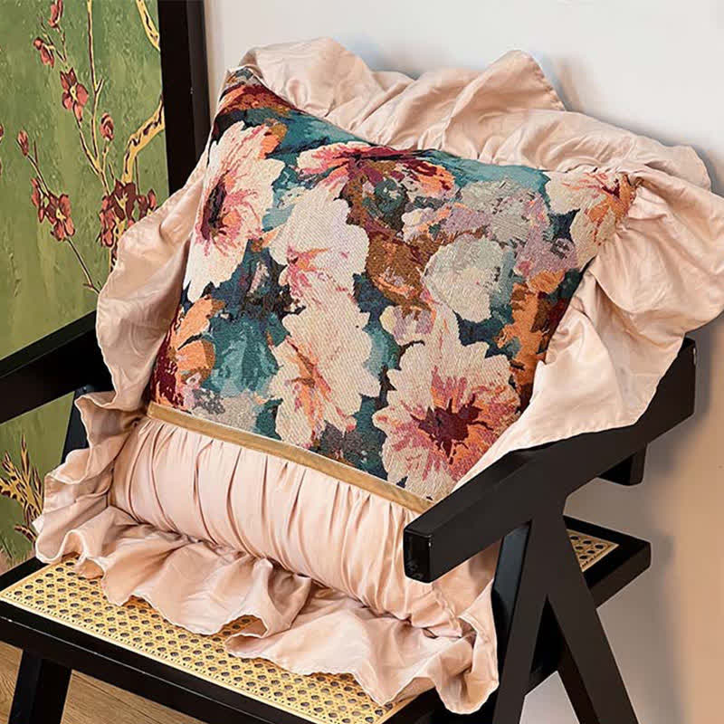 Poppy pillow with a ruffle